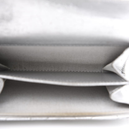 Chanel Metallic Lambskin Quilted Flap Card Holder Wallet Silver 5 of 12