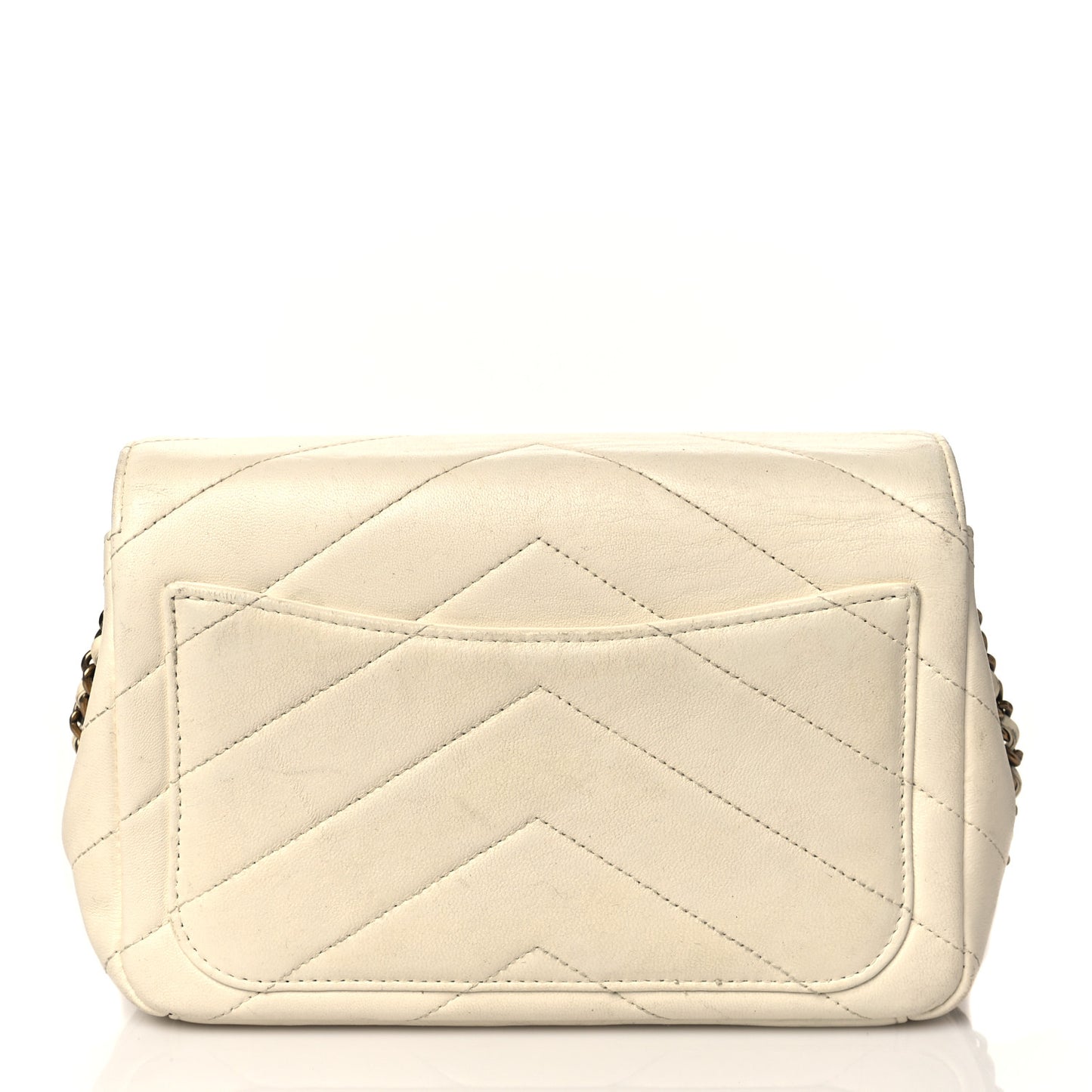 Lambskin Chevron Mini Coco Envelope Flap White