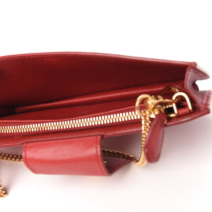 Prada Saffiano Metal Phone Wristlet Crossbody Wallet Rosso 5 of 9