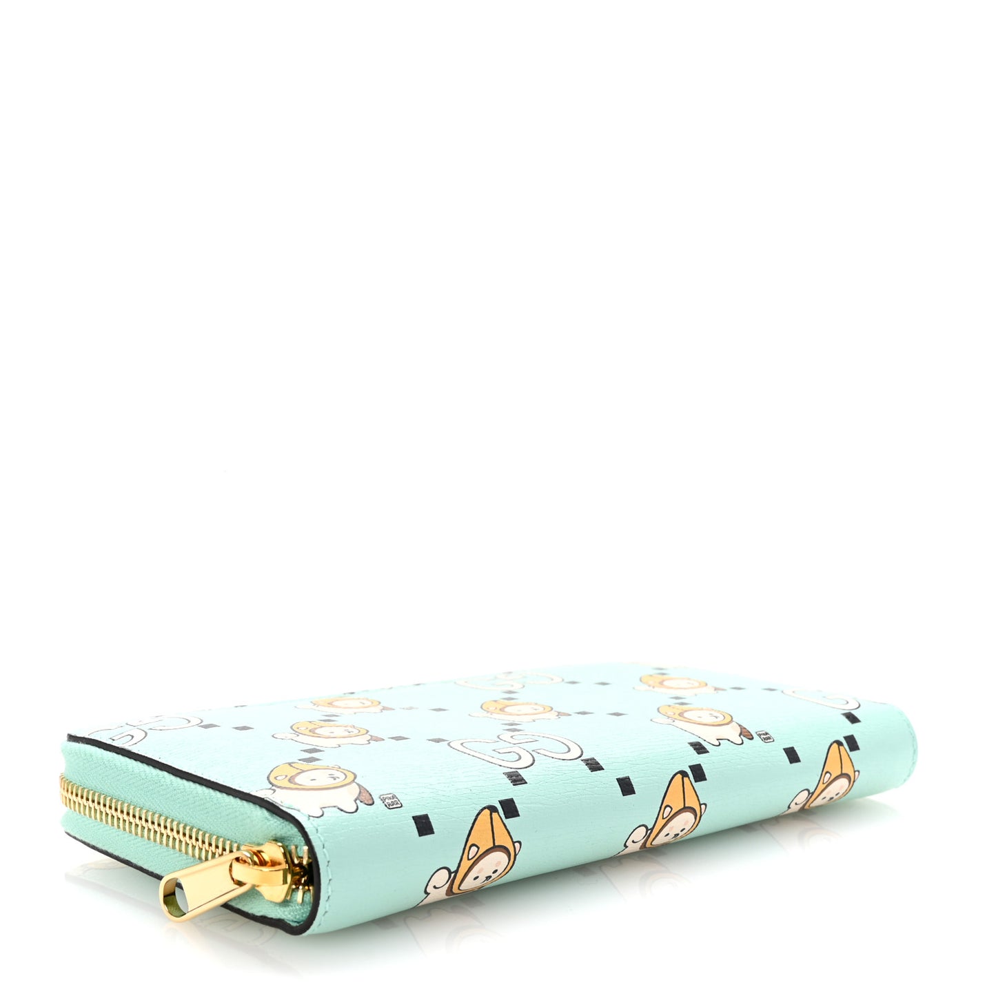 X PIKARAR Textured Dollar Calfskin Animal Print Zip Around Wallet Green