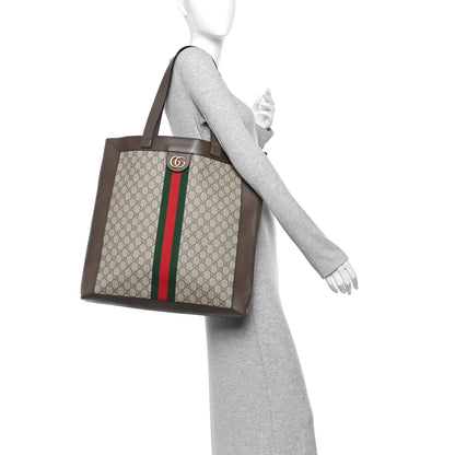 Gucci GG Supreme Monogram Web Large Ophidia Vertical Shopping Tote Brown 2 of 10