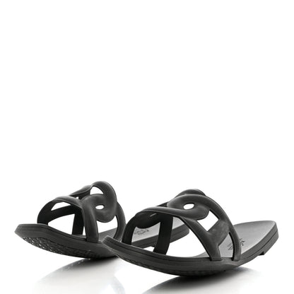 Hermes Rubber Aloha Sandals 38 Black 3 of 9
