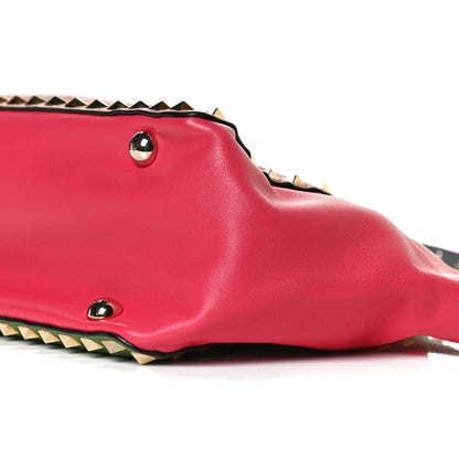 Valentino Garavani Vitello Colorblock Small Rockstud Tote Deep Rose Clover Grey Scarlet 8 of 13
