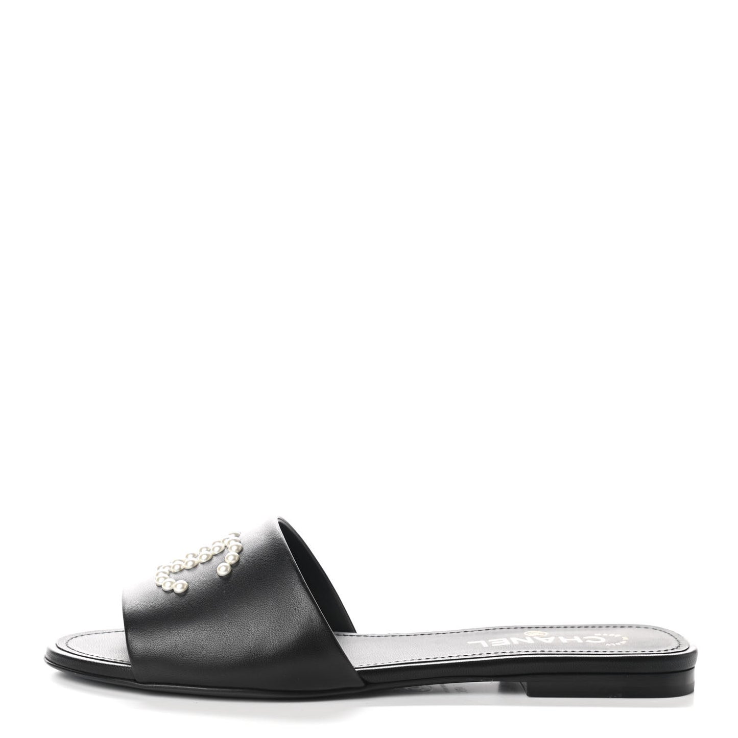 Lambskin Pearl CC Sandals 40 Black