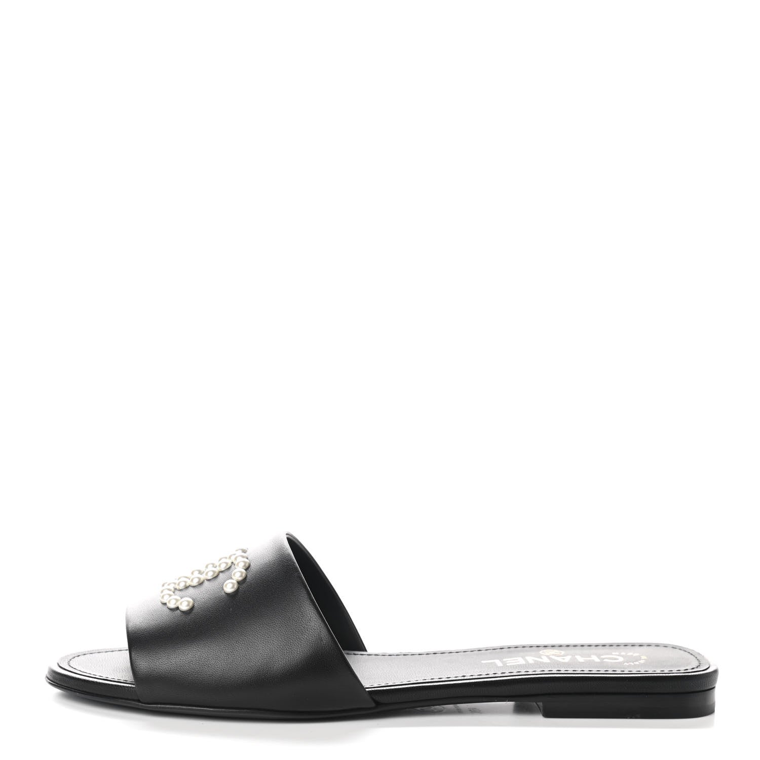 Chanel Lambskin Pearl CC Sandals 40 Black 1 of 9