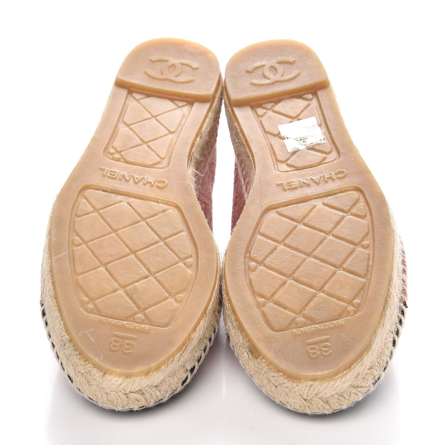 Velvet Grosgrain Quilted Camellia CC Espadrilles 38 Pink Black