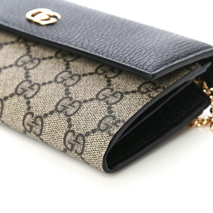 Gucci Dollar Calfskin GG Supreme Monogram Petite GG Marmont Wallet Chain Bag Black Beige Ebony 8 of 9