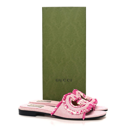 Gucci Canvas Interlocking G Cut Out Slide Sandals Princess 37 Fuxia 9 of 9