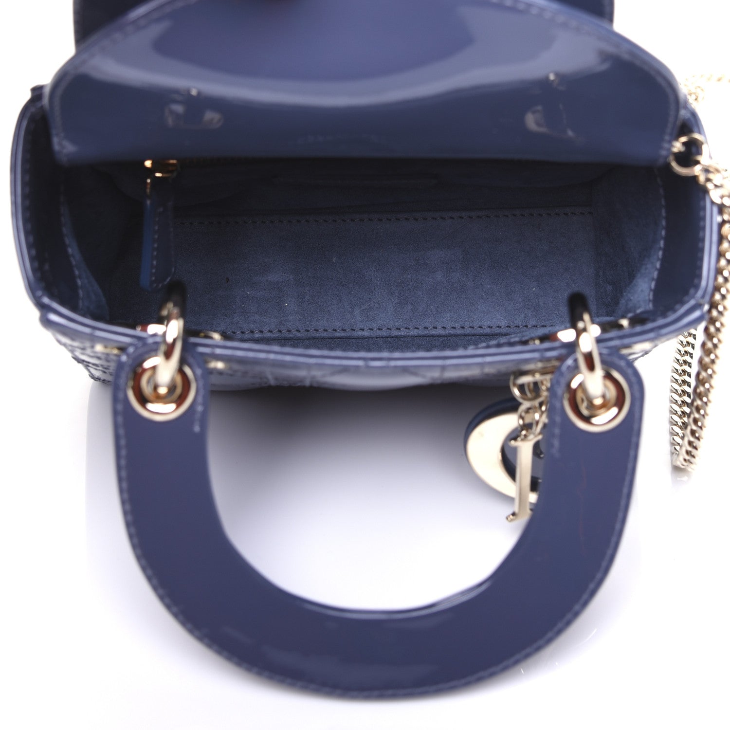 Christian Dior Patent Cannage Mini Lady Dior Denim Blue 5 of 11
