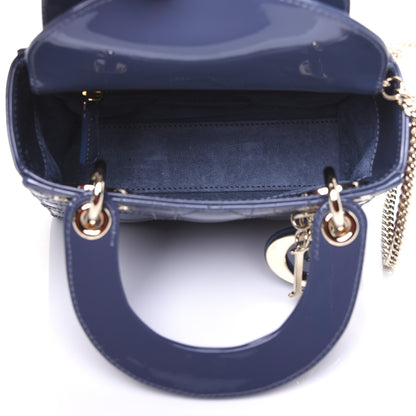 Christian Dior Patent Cannage Mini Lady Dior Denim Blue 5 of 11