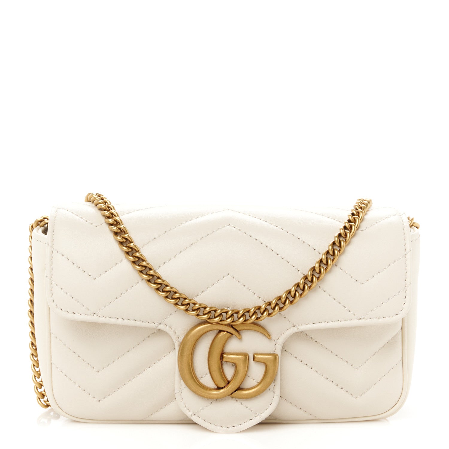 Gucci Calfskin Matelasse Super Mini GG Marmont Shoulder Bag White 1 of 11