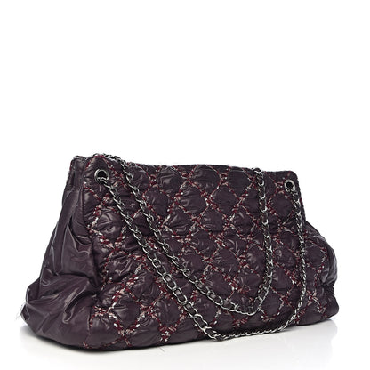 Chanel Nylon Quilted Tweed Stitch Bubble Tote Plum 3 of 15