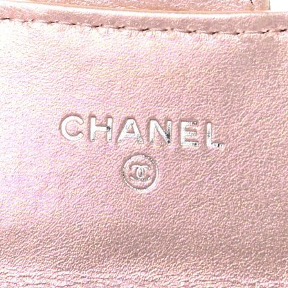 Chanel Iridescent Calfskin Quilted Flap Card Holder Wallet Pink 6 of 7