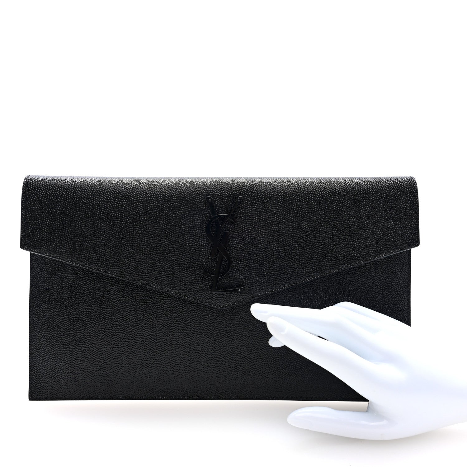 Saint Laurent Grain De Poudre Monogram Uptown Pouch Black 2 of 7