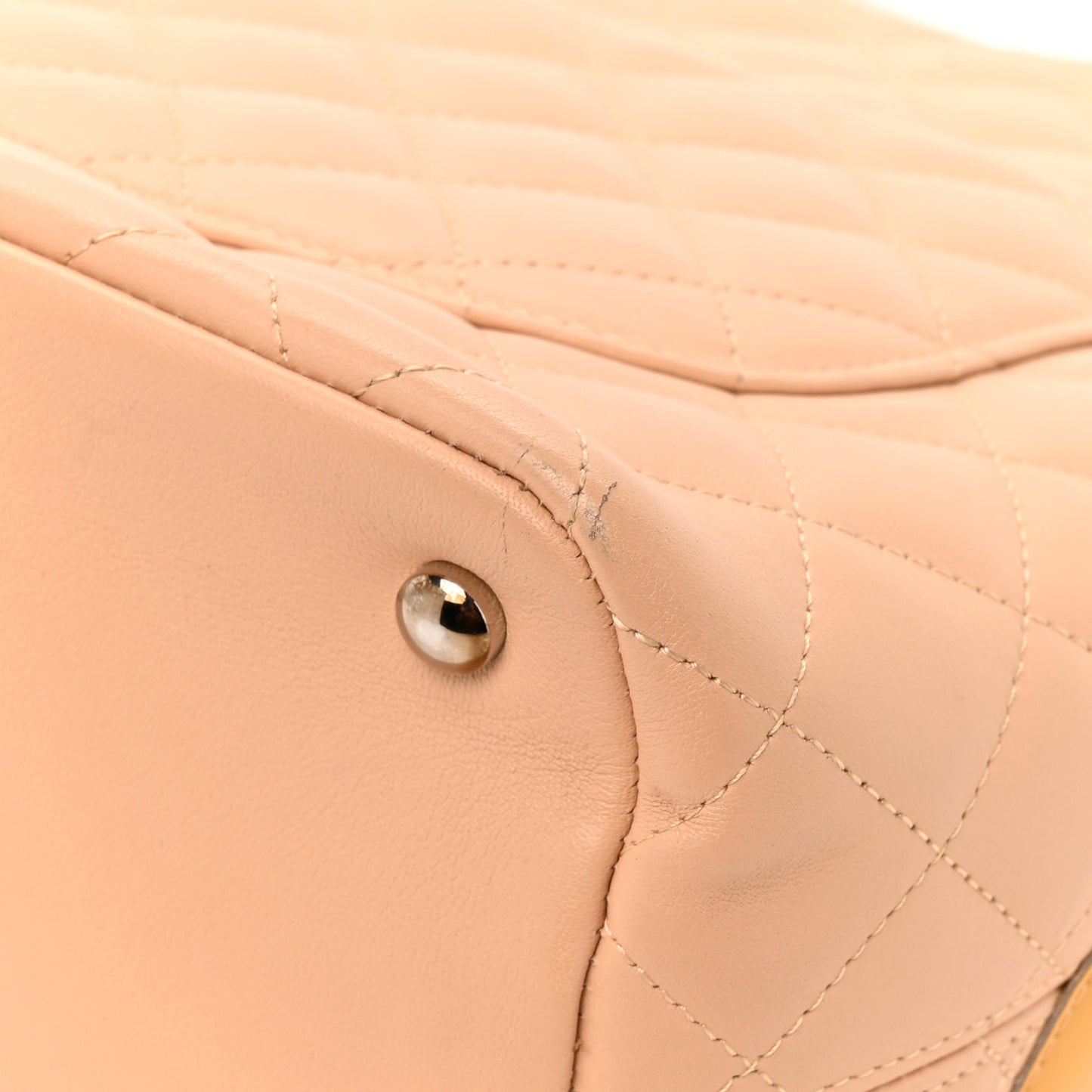 Calfskin Quilted Medium Cambon Tote Beige Black