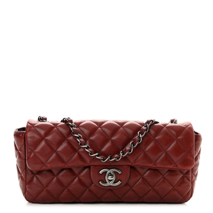 Chanel Lambskin Quilted East West Flap Dark Red 1 of 10