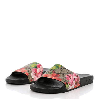 Gucci GG Supreme Monogram Blooms Slide Sandals 35 Beige Multicolor 3 of 9