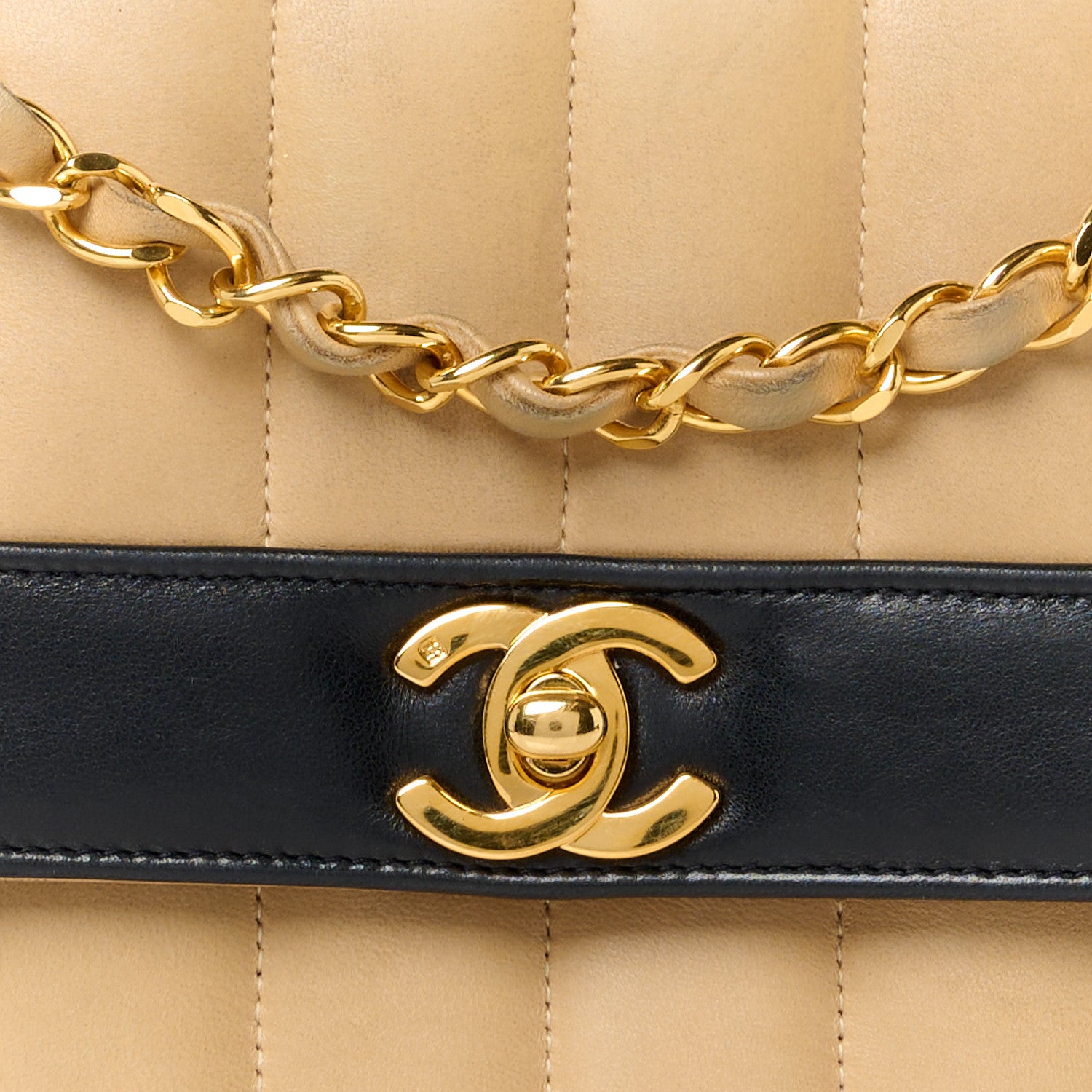 Chanel Lambskin Vertical Quilted Small Flap Beige Black 11 of 14