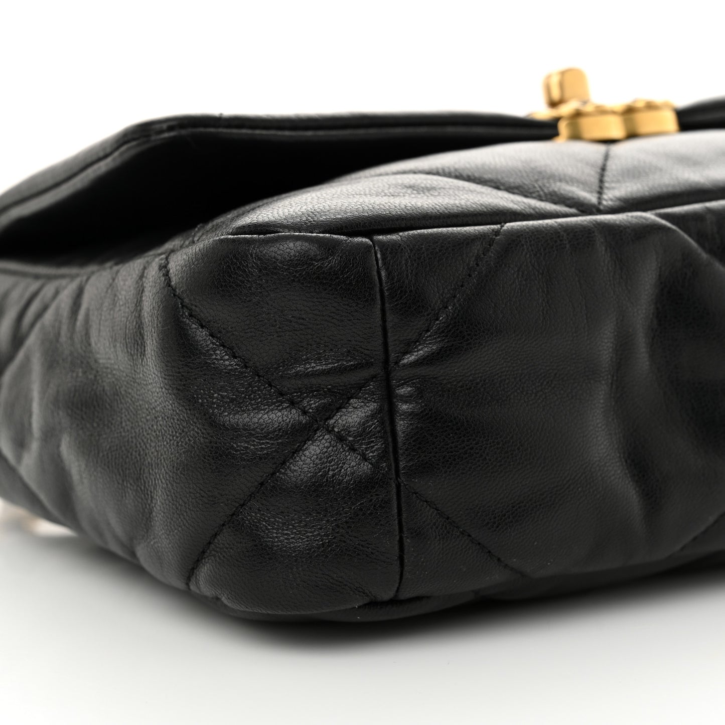 Shiny Goatskin Quilted Medium Chanel 19 Flap Black
