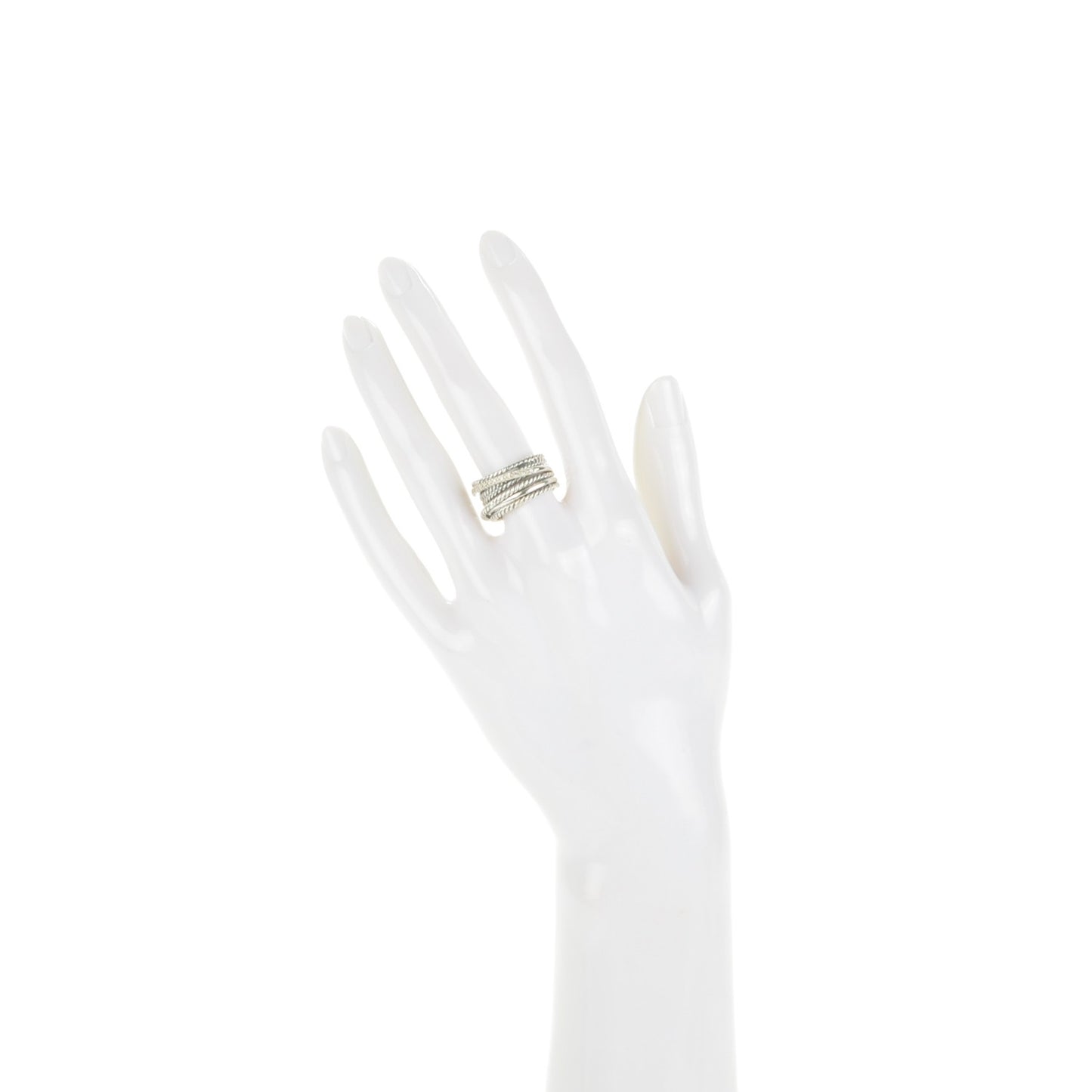 Sterling Silver Diamond 11mm Wide Crossover Cable Ring 51.5 6