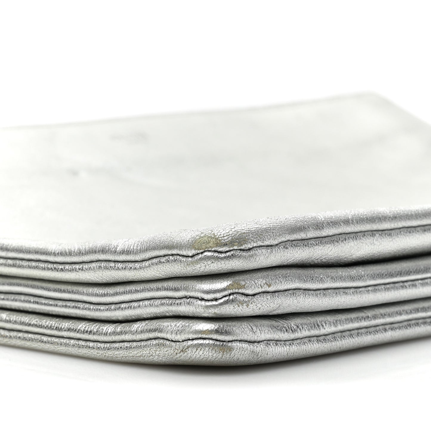 Metallic Lambskin Large Trio Crossbody Bag Silver