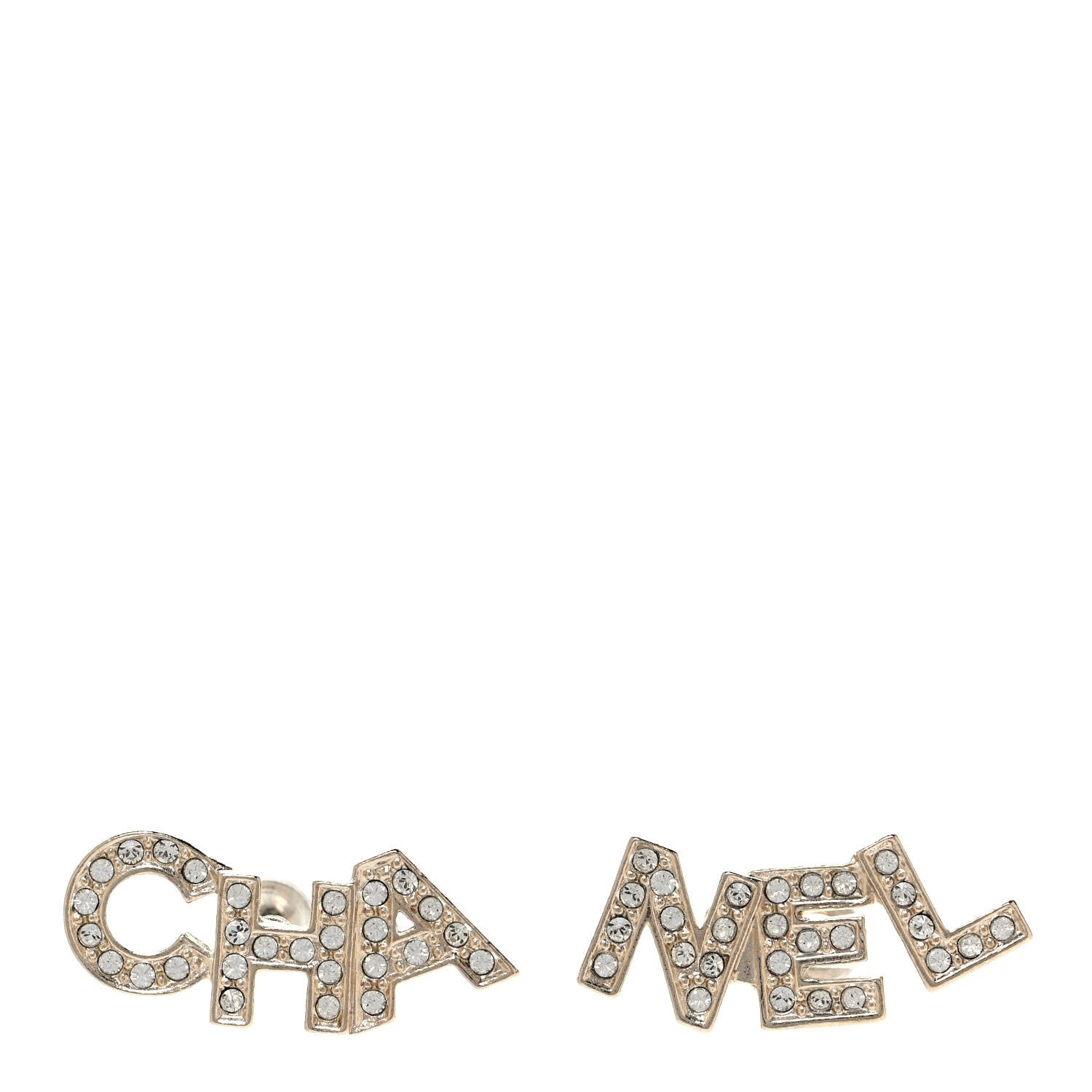 Chanel Crystal Pearl Signature Stud Earrings Gold 1 of 4