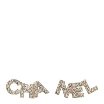 Chanel Crystal Pearl Signature Stud Earrings Gold 1 of 4