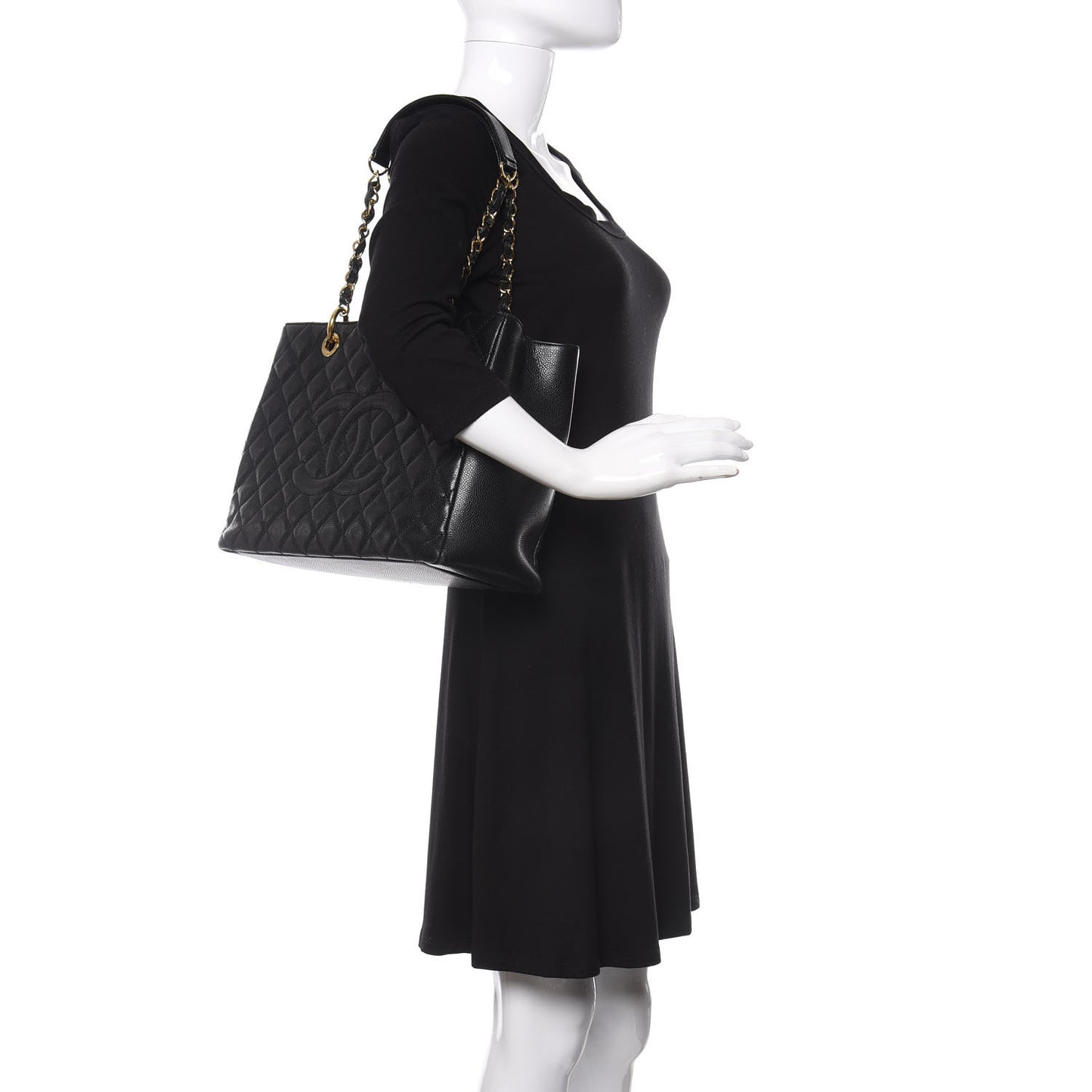 Caviar Quilted Grand Shopping Tote GST Black