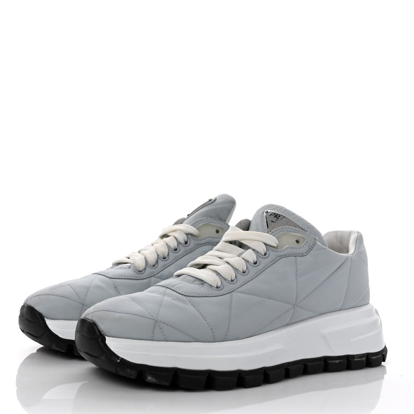 Re-Nylon Piuma Metal Triangle Logo Quilted 45mm Sneakers 37.5 Fiordaliso
