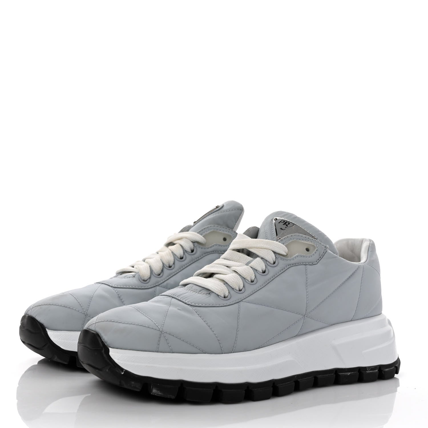 Prada Re-Nylon Piuma Metal Triangle Logo Quilted 45mm Sneakers 37.5 Fiordaliso 3 of 8