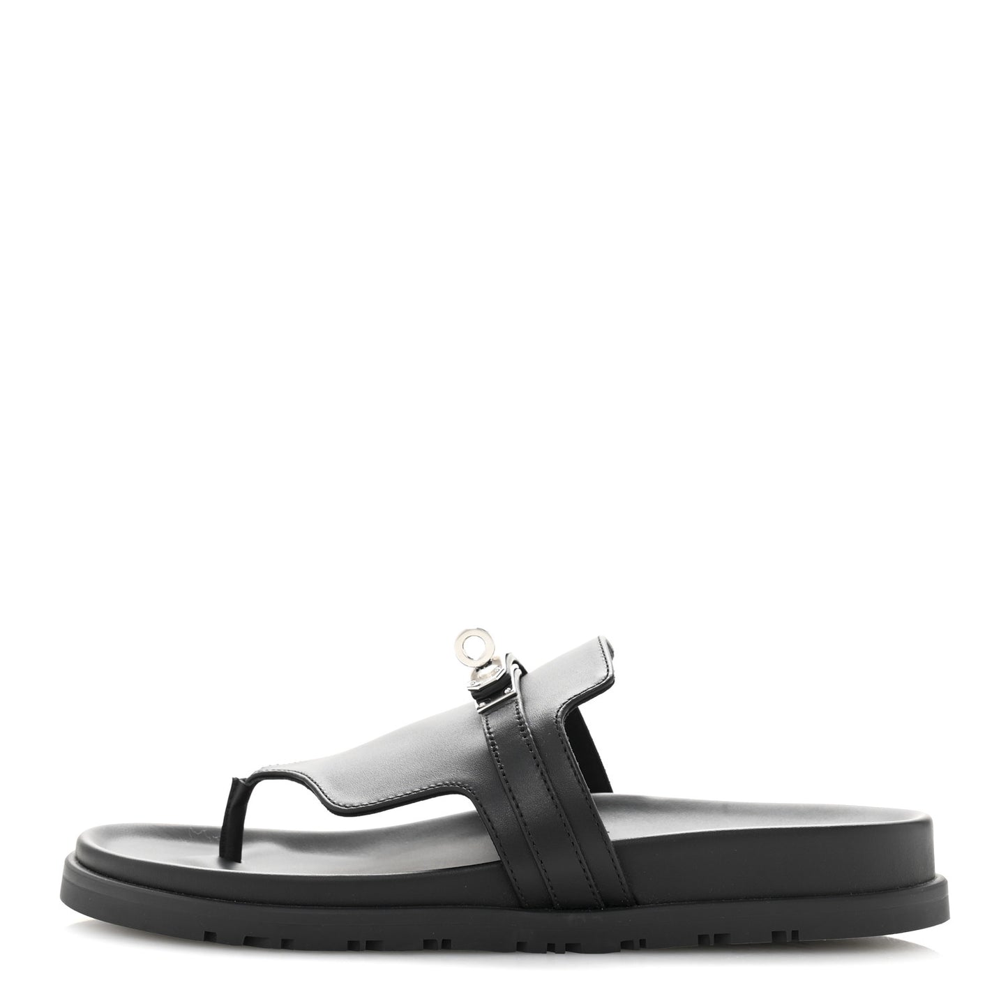 Calfskin Womens Empire Sandals 37.5 Black