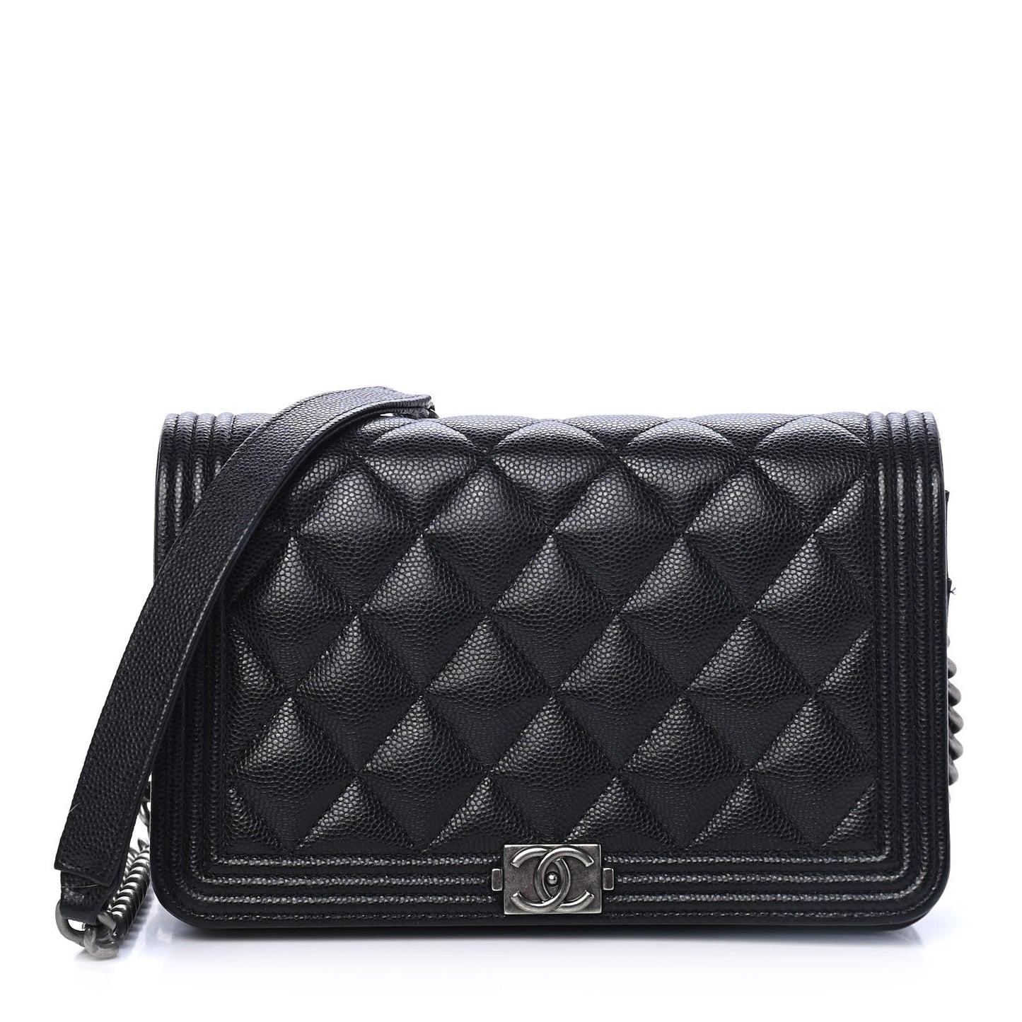 Caviar Quilted Boy Wallet On Chain WOC Black