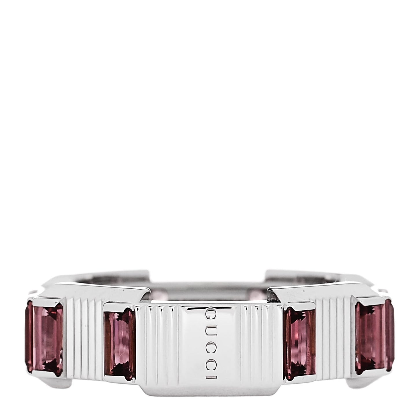 18K White Gold Rubellite 6mm Link to Love Ring 53 6.25