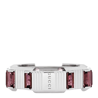 Gucci 18K White Gold Rubellite 6mm Link to Love Ring 53 6.25 3 of 7
