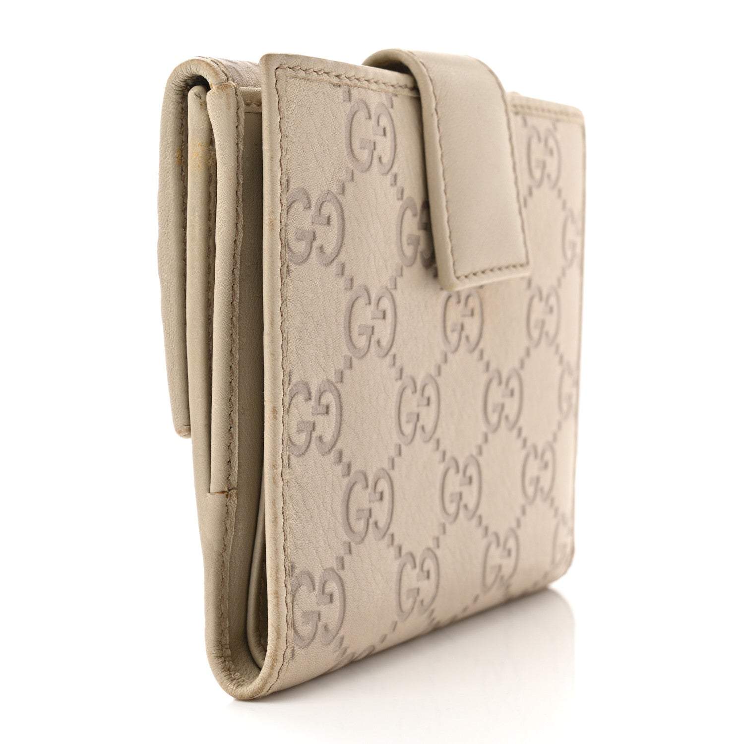 Gucci Guccissima Princy French Flap Wallet Off White 3 of 10
