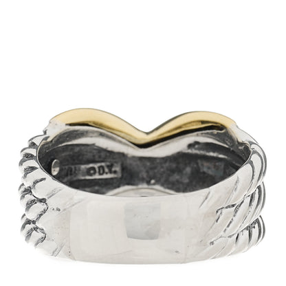 David Yurman Sterling Silver 14K Yellow Gold X Triple Row Ring 50 5.25 5 of 5
