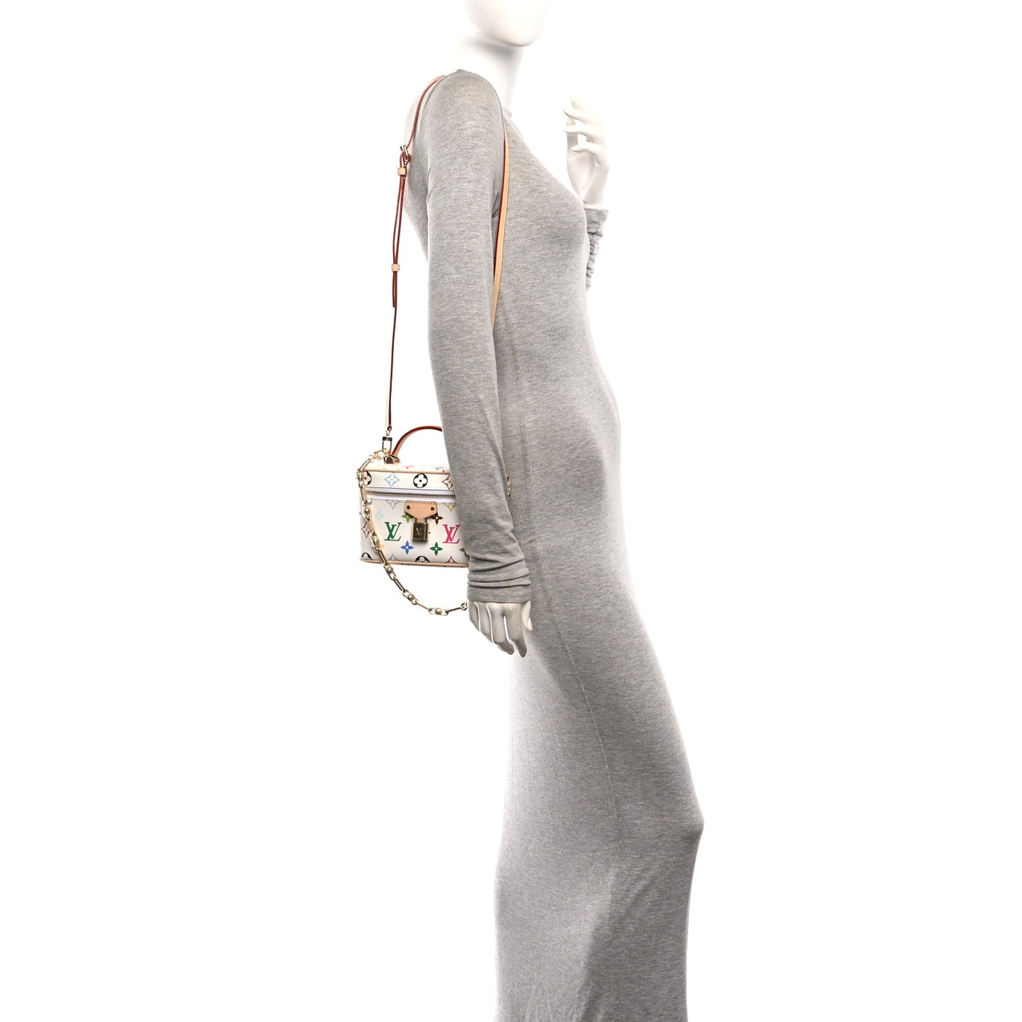 LV x TM Monogram Multicolor Vanity Chain Pouch White