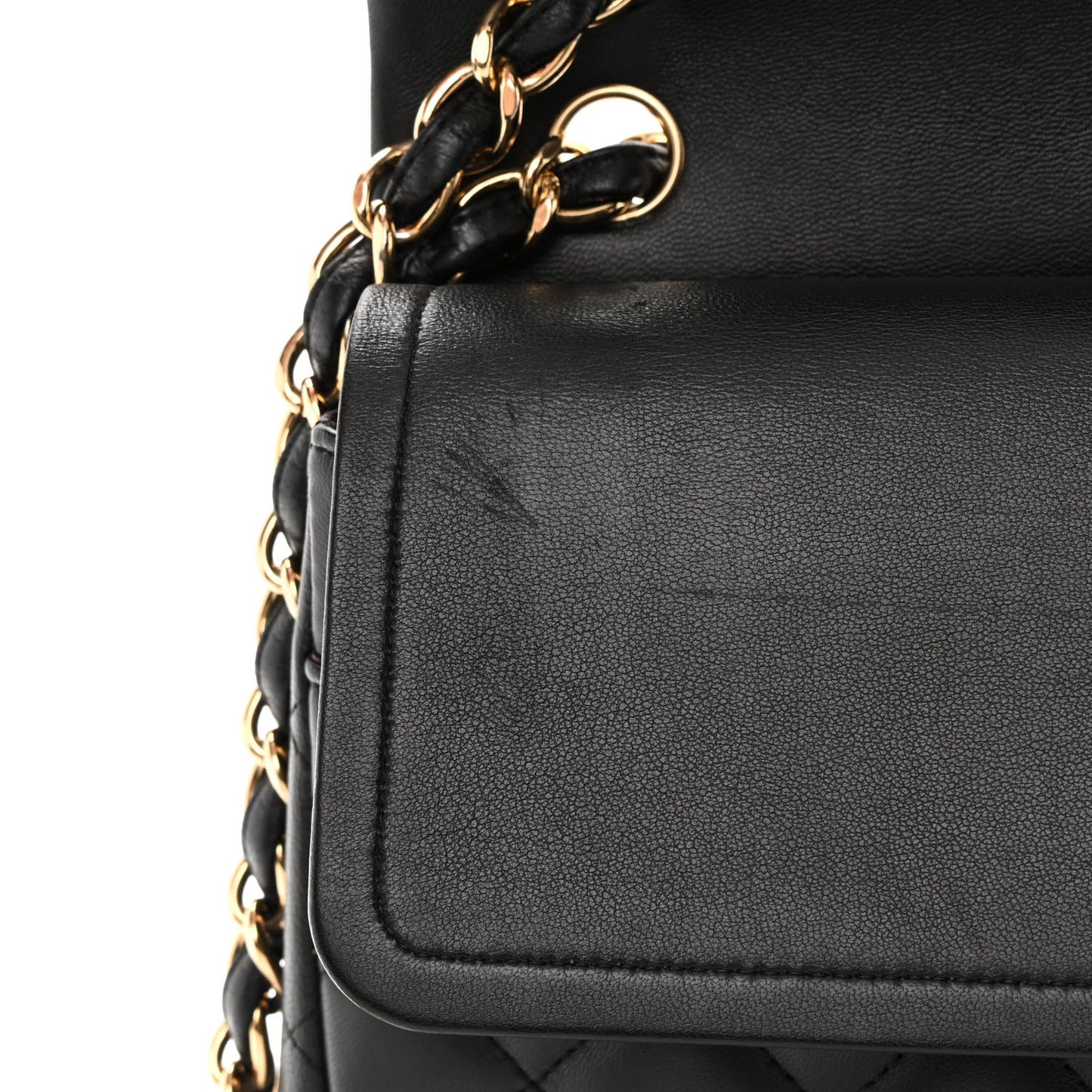 Lambskin Quilted Jumbo Double Flap Black