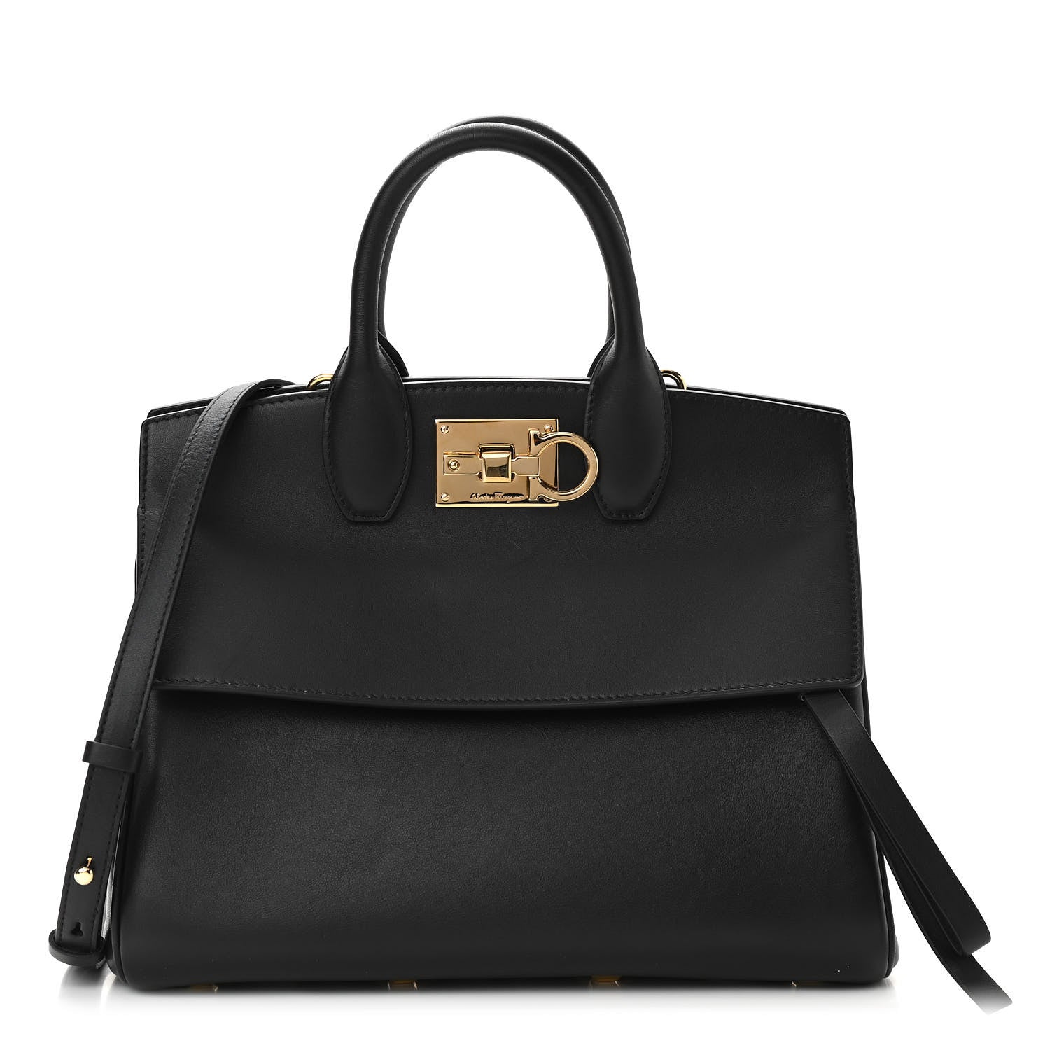 Salvatore Ferragamo Calfskin Medium Studio Bag Black 3 of 10