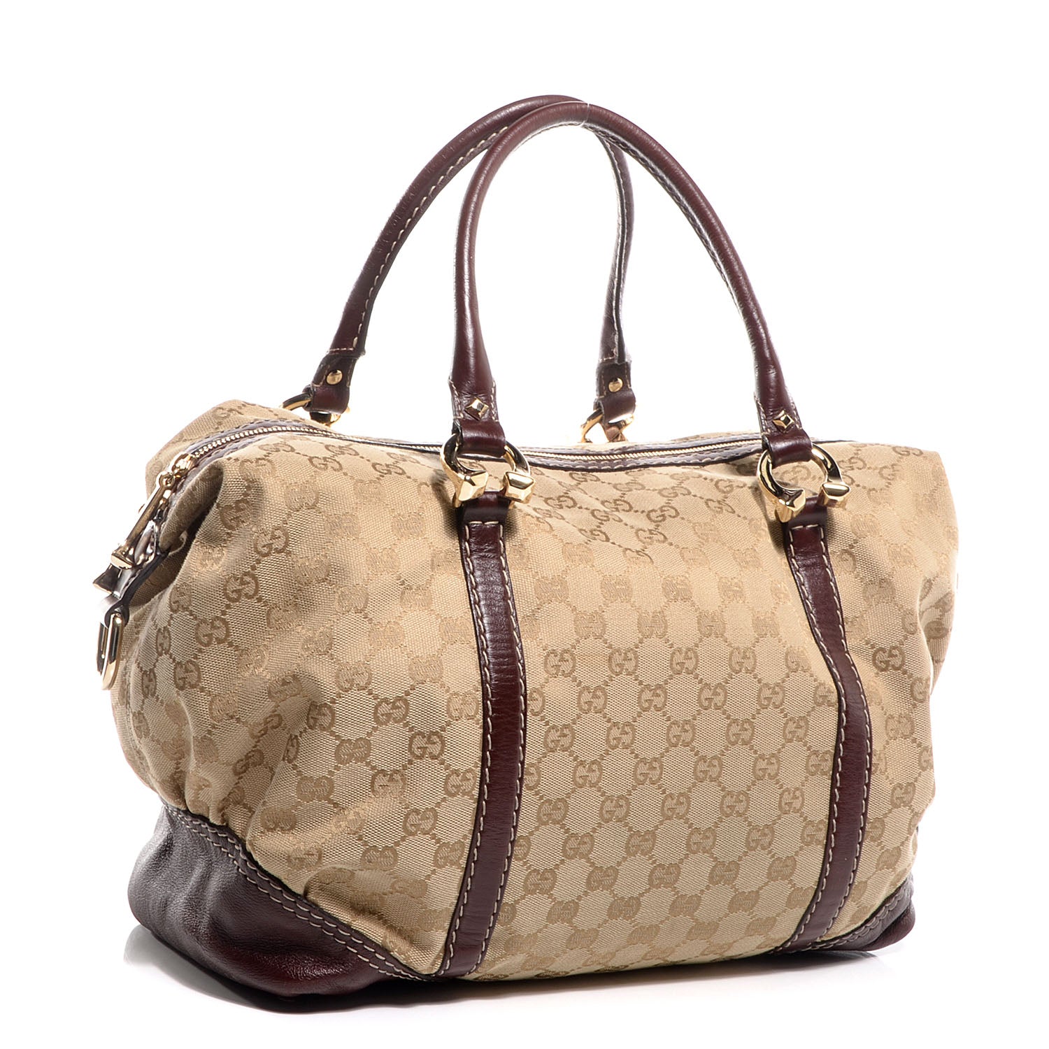 Gucci Monogram Horsebit Nail Medium Boston Brown 3 of 7