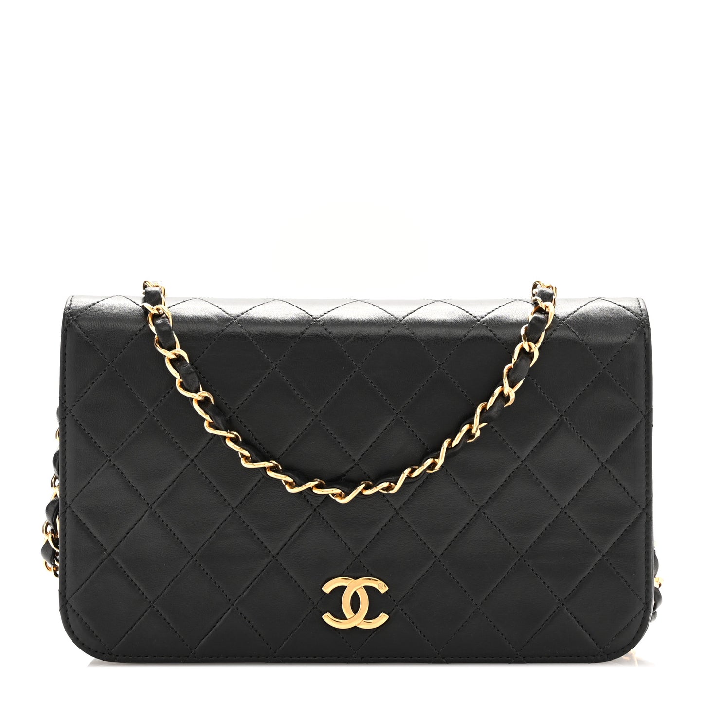 Lambskin Quilted Small Single Flap Black