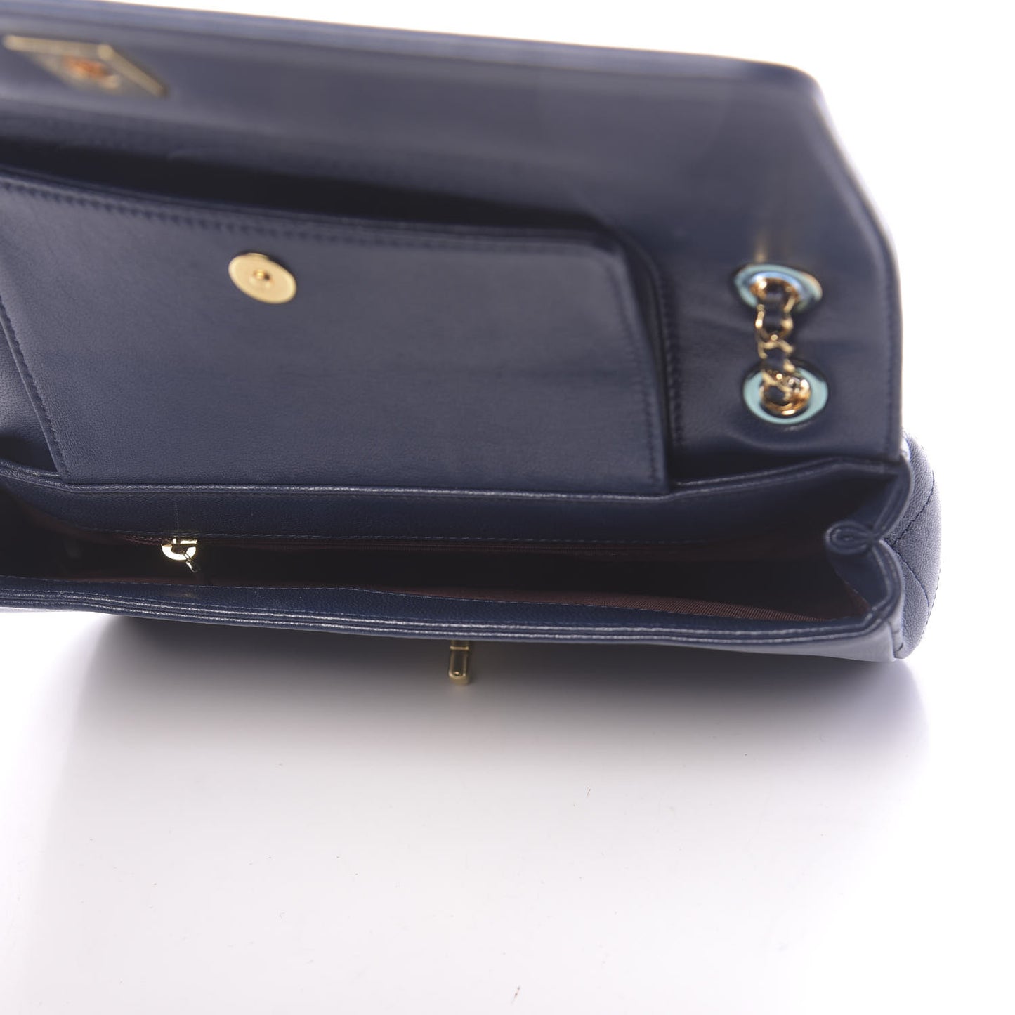Sheepskin Quilted Medium Vintage Mademoiselle Flap Dark Navy