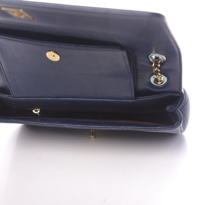 Chanel Sheepskin Quilted Medium Vintage Mademoiselle Flap Dark Navy 6 of 13