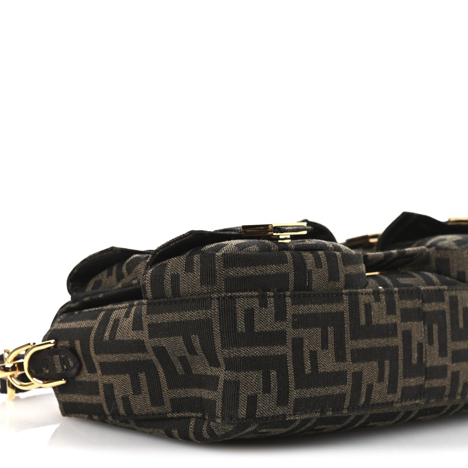 Fendi Fabric Jacquard FF 1974 Multipocket Baguette Tobacco Moro 9 of 14