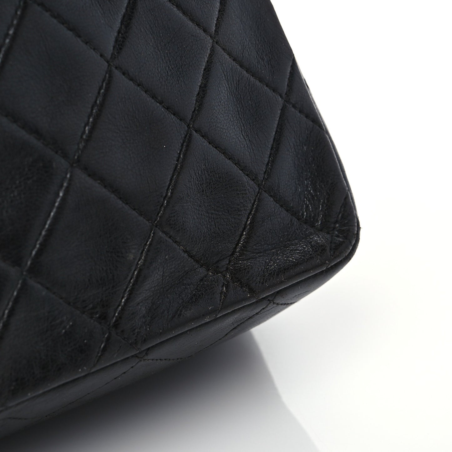 Lambskin Quilted Medium Double Flap Black