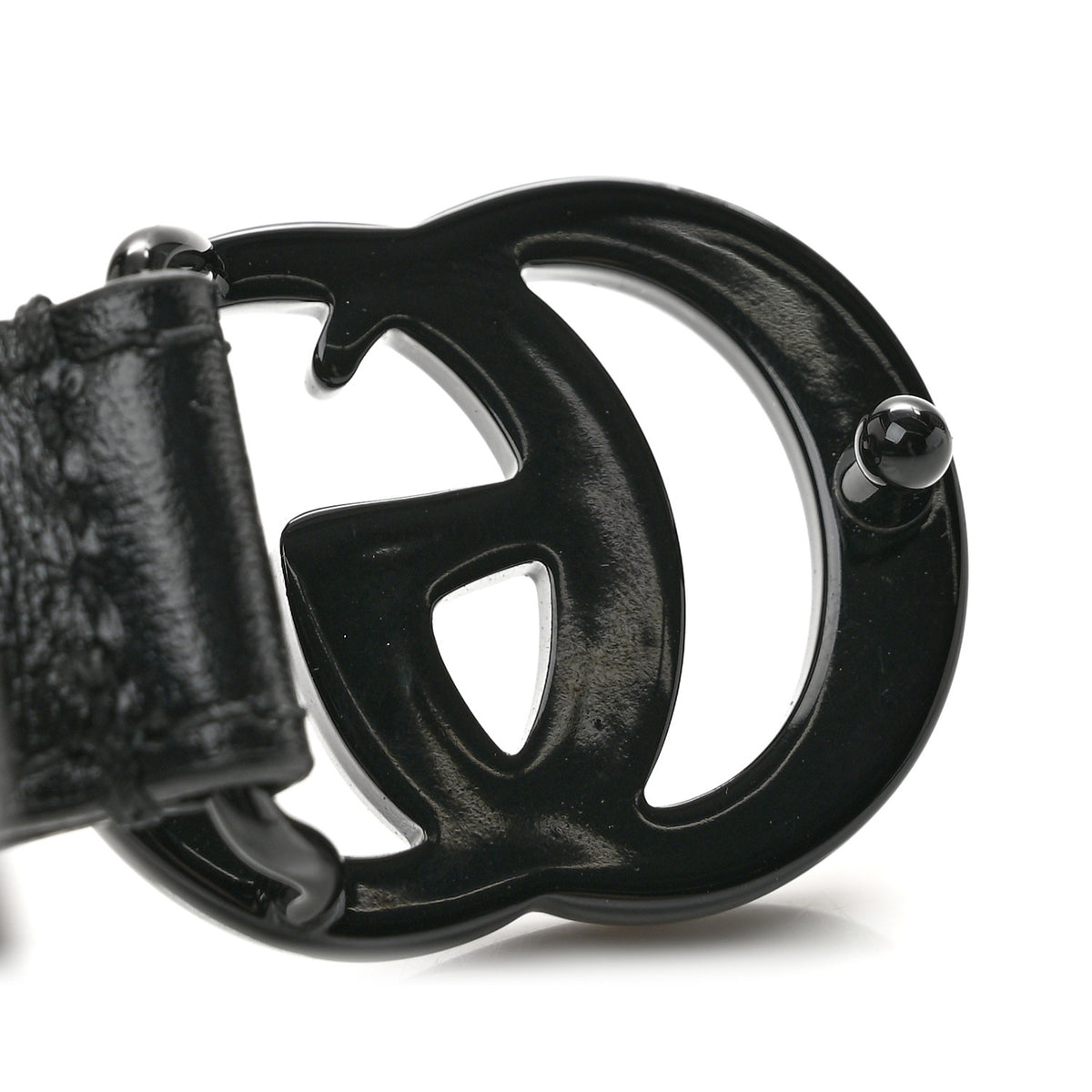Gucci Azalea Calfskin Enamel Monochrome Double G 20mm Belt 80 32 Black 6 of 7
