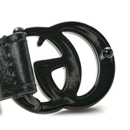 Gucci Azalea Calfskin Enamel Monochrome Double G 20mm Belt 80 32 Black 6 of 7