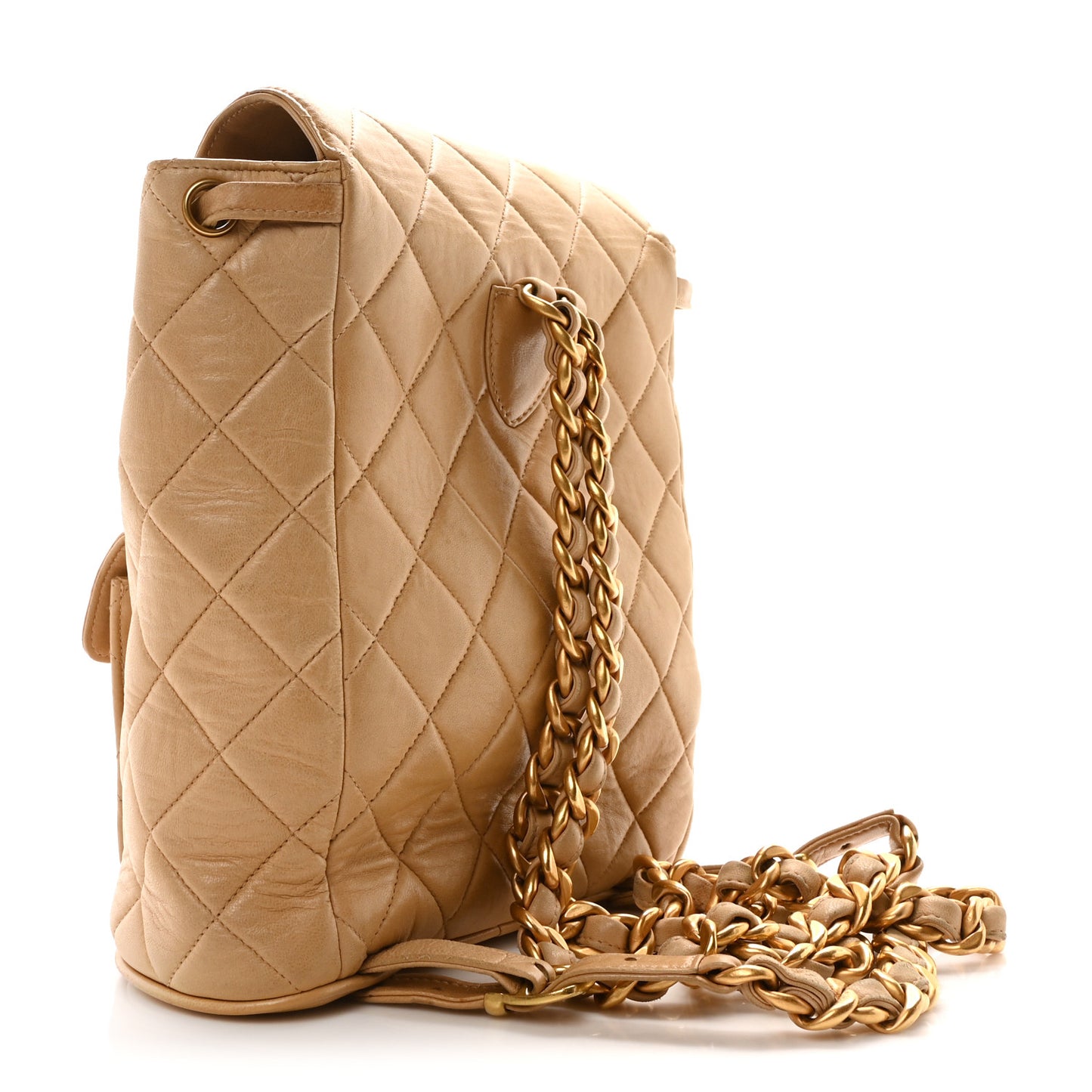 Lambskin Quilted Backpack Beige