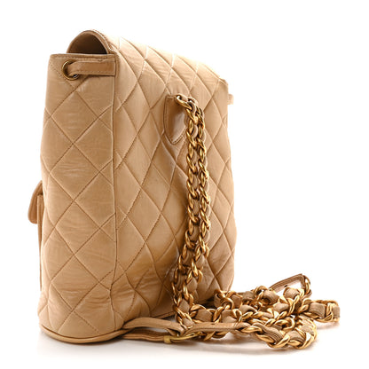 Chanel Lambskin Quilted Backpack Beige 3 of 10