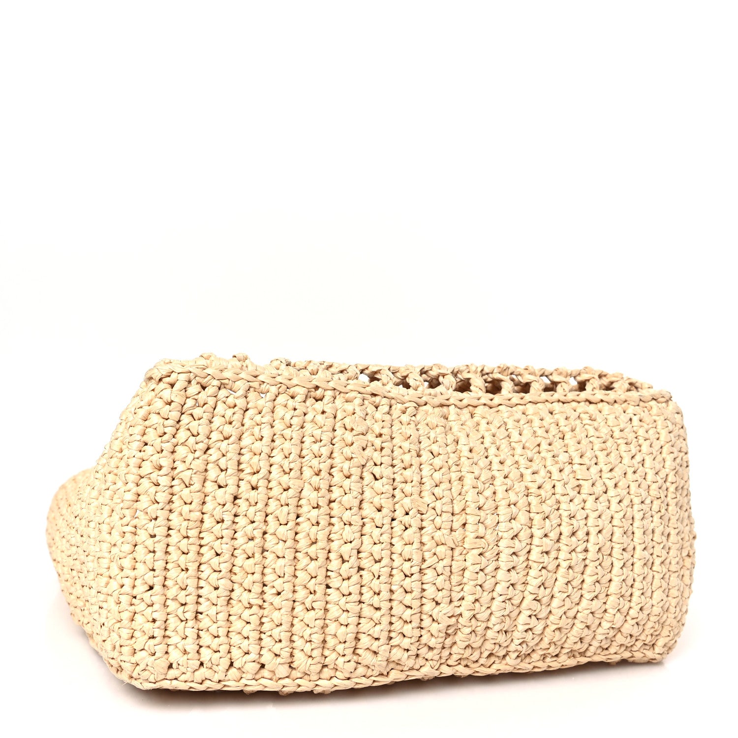 Prada Yarn Raffia Effect Crochet Logo Embroidered Small Tote Bag Naturale 4 of 8